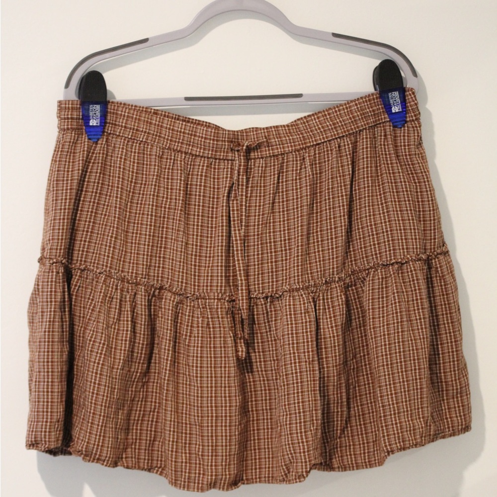 Brown Plaid Skirt 100% cotton lining